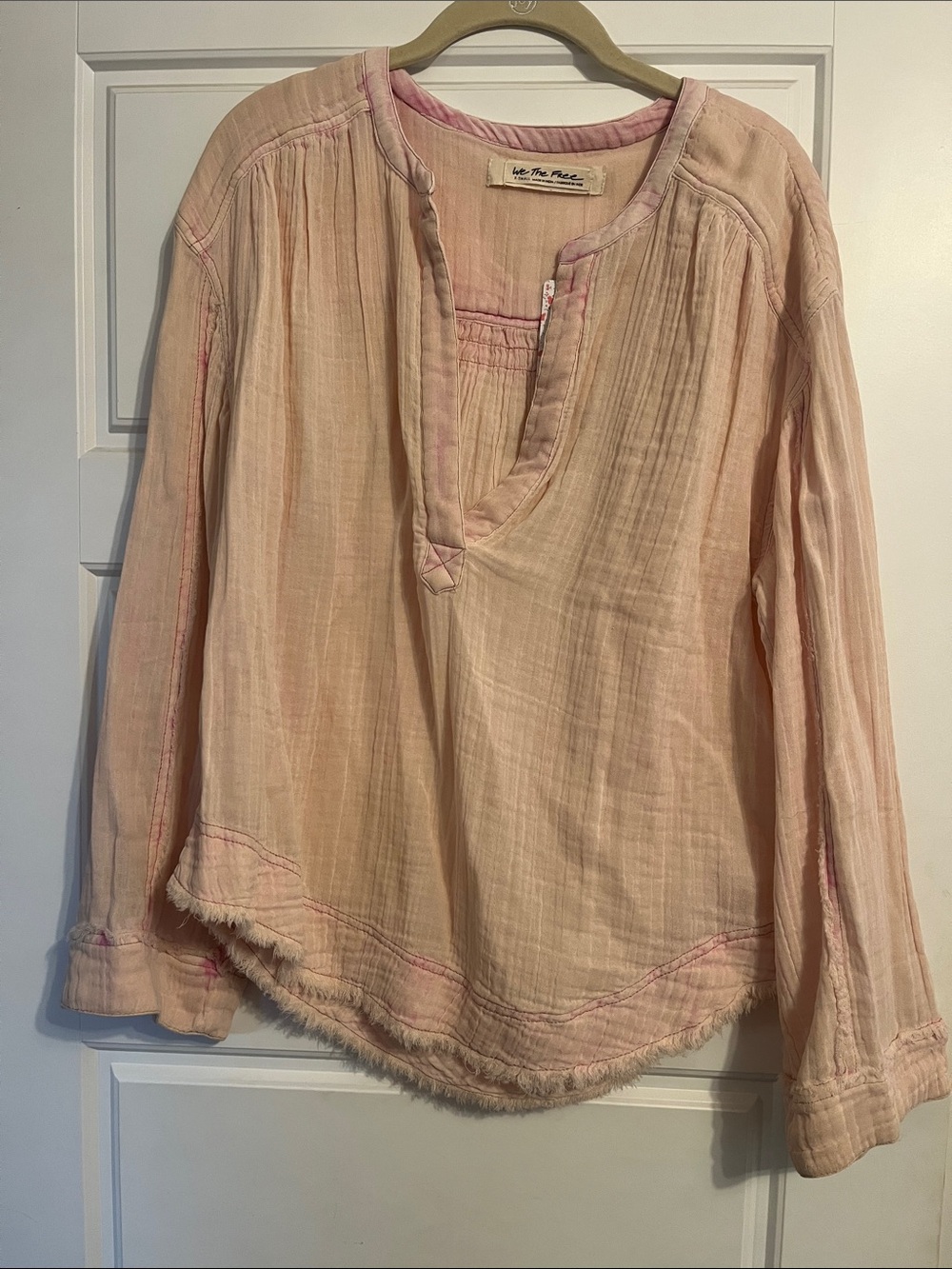 Free People Blush Pink Gauze Peasant Tunic